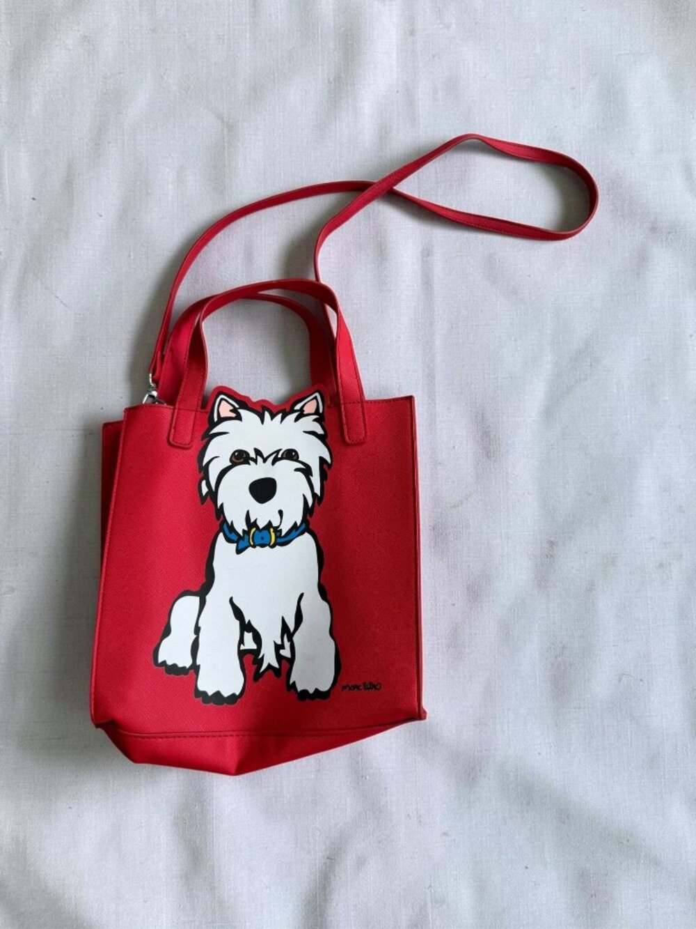 MARC TETRO Red White Terrier Yorkie Crossbody Handbag Bag